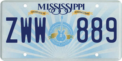 MS license plate ZWW889