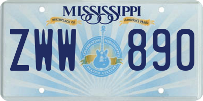 MS license plate ZWW890