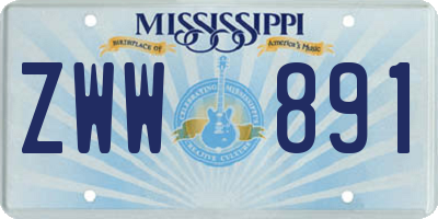 MS license plate ZWW891
