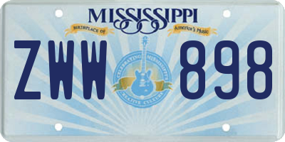 MS license plate ZWW898