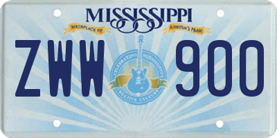 MS license plate ZWW900