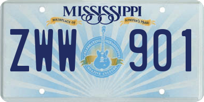 MS license plate ZWW901