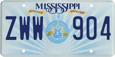 MS license plate ZWW904
