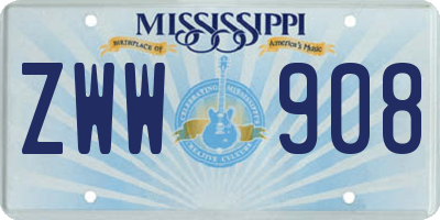 MS license plate ZWW908