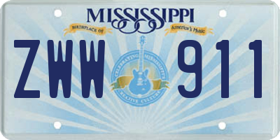MS license plate ZWW911