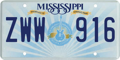MS license plate ZWW916