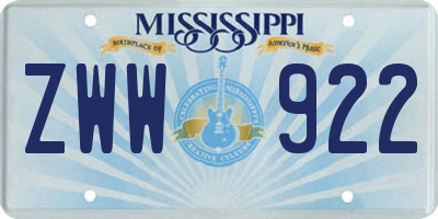 MS license plate ZWW922