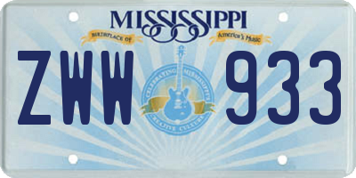 MS license plate ZWW933