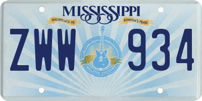 MS license plate ZWW934