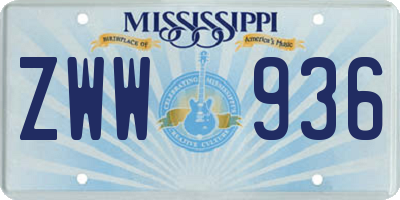 MS license plate ZWW936