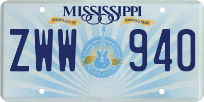 MS license plate ZWW940