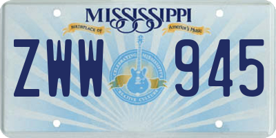 MS license plate ZWW945