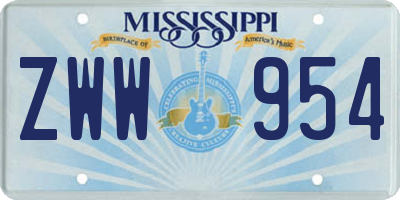 MS license plate ZWW954