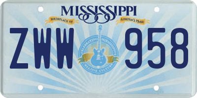 MS license plate ZWW958