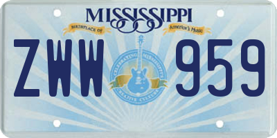 MS license plate ZWW959