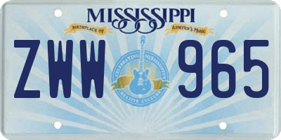 MS license plate ZWW965