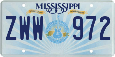 MS license plate ZWW972