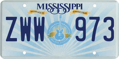 MS license plate ZWW973