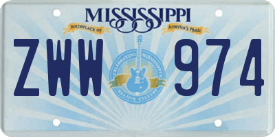 MS license plate ZWW974
