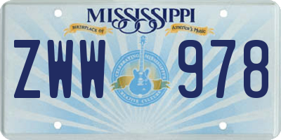 MS license plate ZWW978