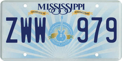 MS license plate ZWW979