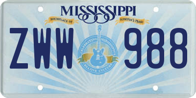MS license plate ZWW988
