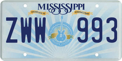MS license plate ZWW993