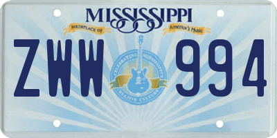 MS license plate ZWW994