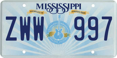 MS license plate ZWW997