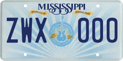 MS license plate ZWX000