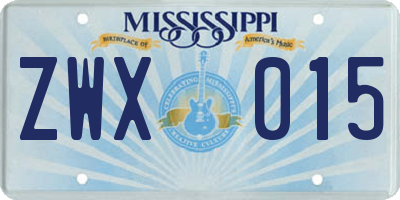 MS license plate ZWX015