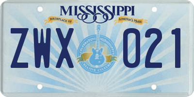 MS license plate ZWX021