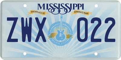 MS license plate ZWX022