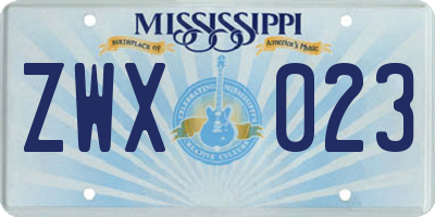 MS license plate ZWX023