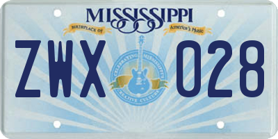 MS license plate ZWX028