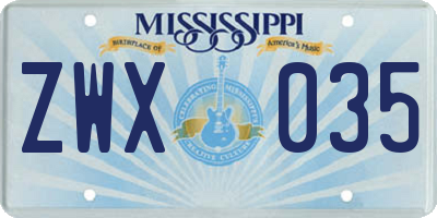 MS license plate ZWX035