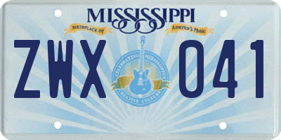 MS license plate ZWX041