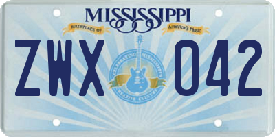 MS license plate ZWX042