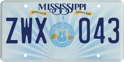 MS license plate ZWX043