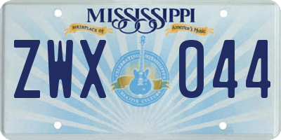 MS license plate ZWX044