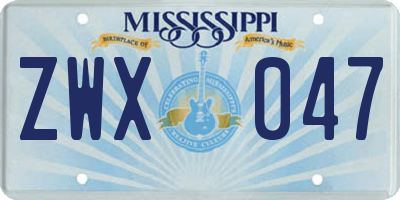 MS license plate ZWX047