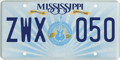 MS license plate ZWX050