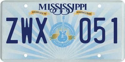 MS license plate ZWX051