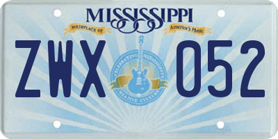 MS license plate ZWX052