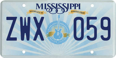 MS license plate ZWX059