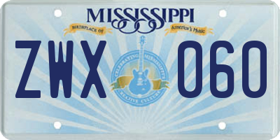 MS license plate ZWX060