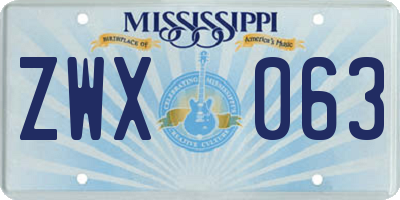 MS license plate ZWX063