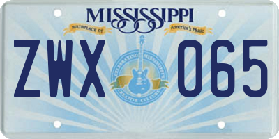 MS license plate ZWX065