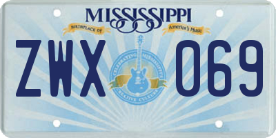 MS license plate ZWX069