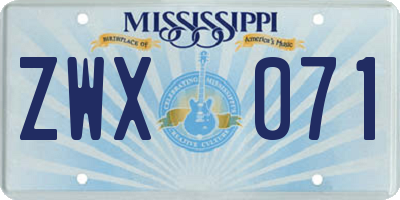 MS license plate ZWX071